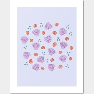 Seashells from the beach - Cool tones Posters and Art